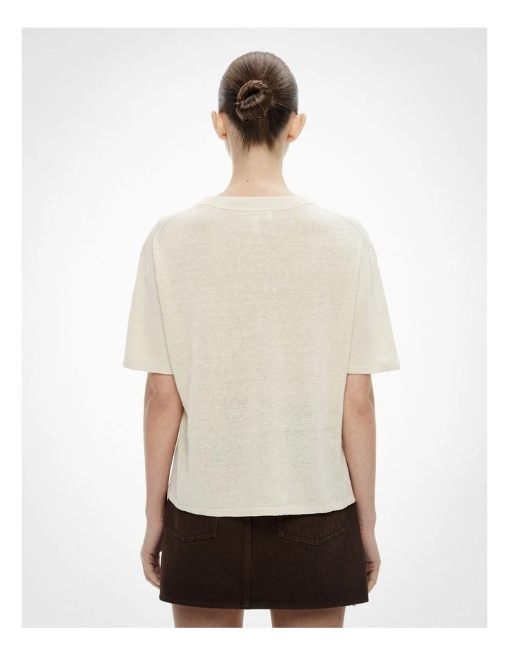 Linen Knit T-shirt in Sand image 4