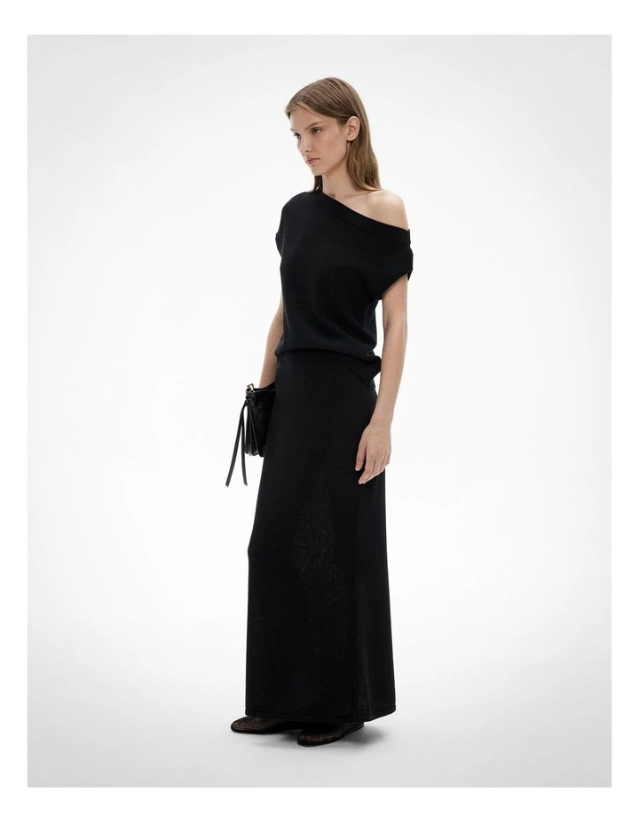 Off Shoulder Knit Top in Black image 2