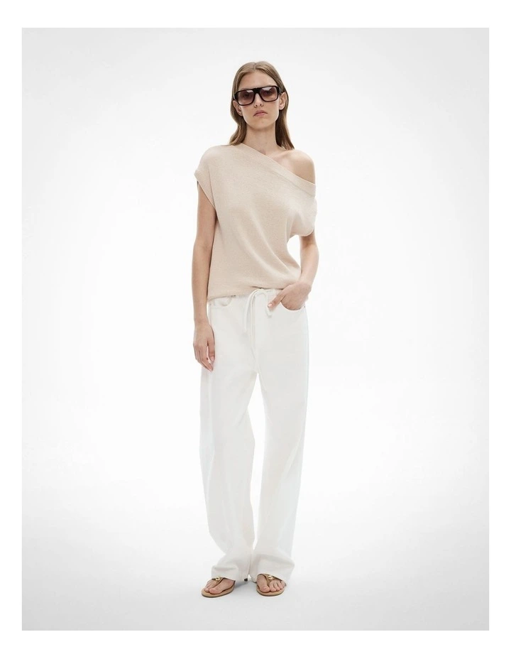 Off Shoulder Knit Top in Sand image 2