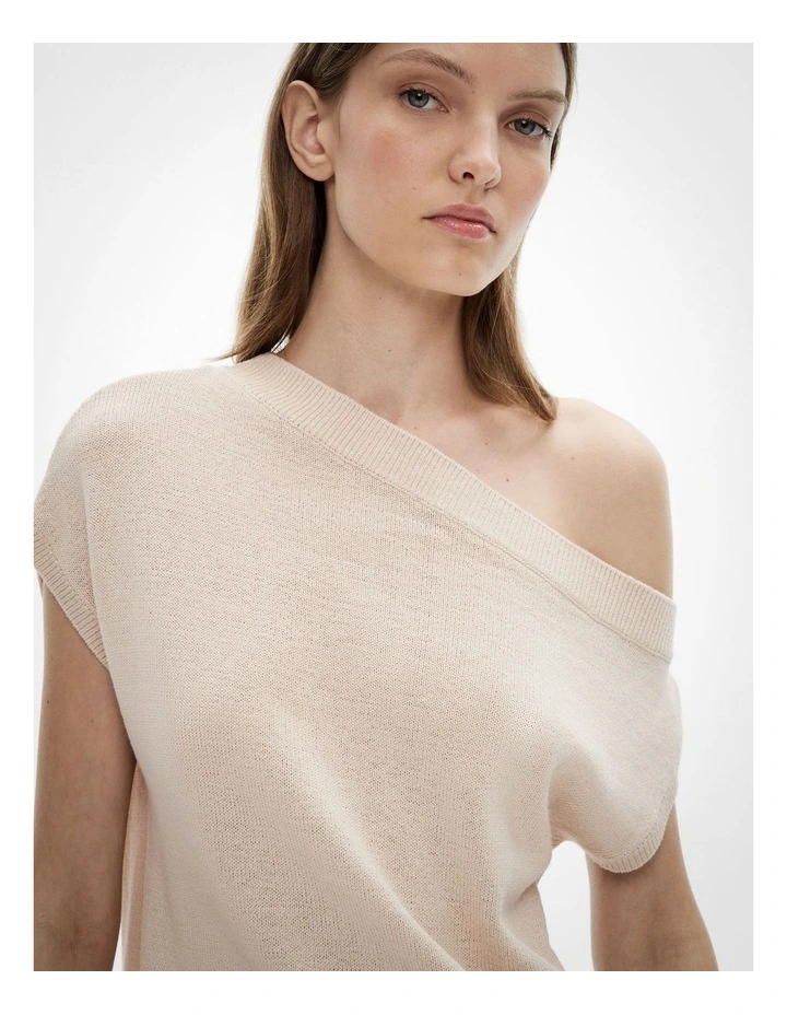 Off Shoulder Knit Top in Sand image 3