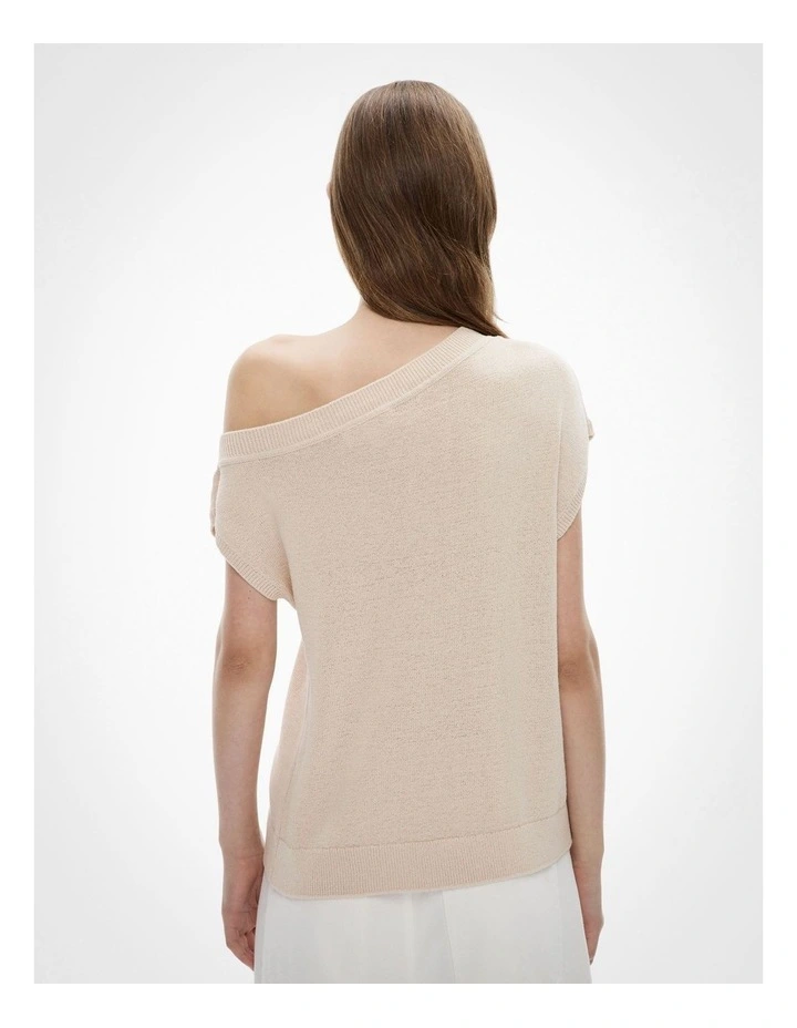 Off Shoulder Knit Top in Sand image 4