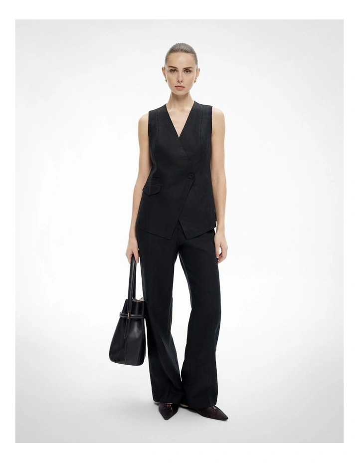 Slim Leg Stitch Pants in Black image 2