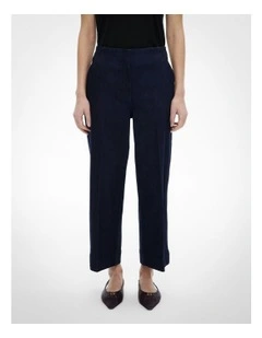 Denim Crop Pants in Dark Indigo