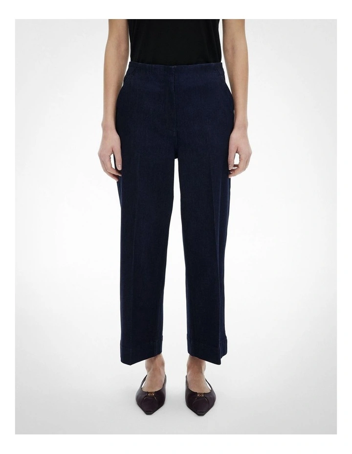 Denim Crop Pants in Dark Indigo image 1