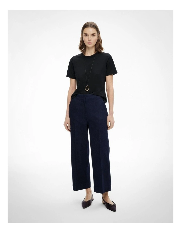 Denim Crop Pants in Dark Indigo image 2