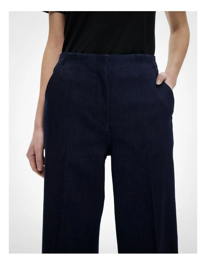 Denim Crop Pants in Dark Indigo image 3