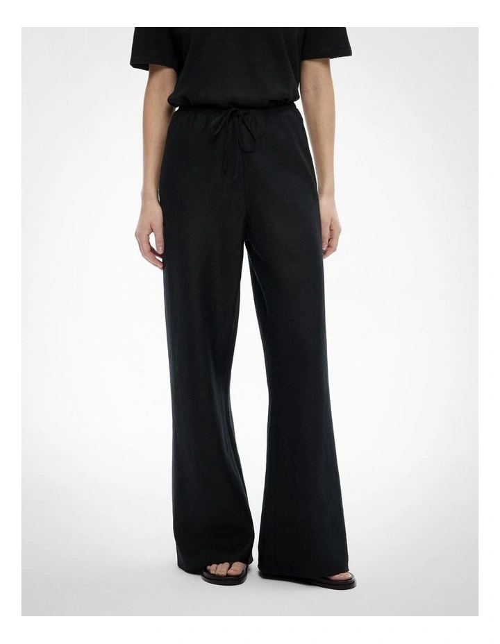 Bias Linen Pants in Black image 1