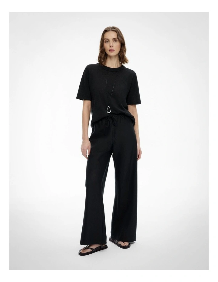 Bias Linen Pants in Black image 2