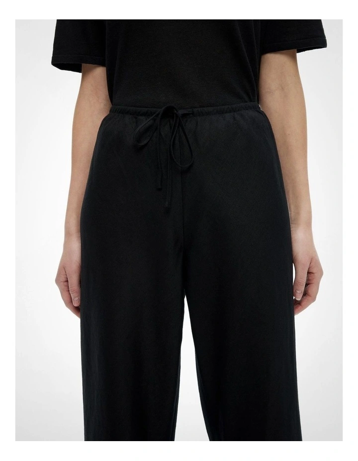 Bias Linen Pants in Black image 3