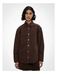 Denim Snap Shirt in Espresso