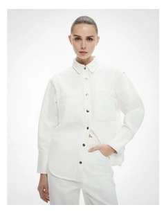 Denim Snap Shirt in Parchment