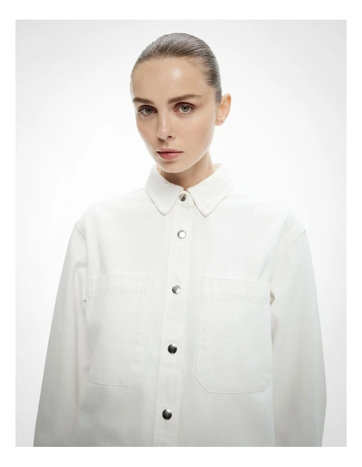 Denim Snap Shirt in Parchment image 3