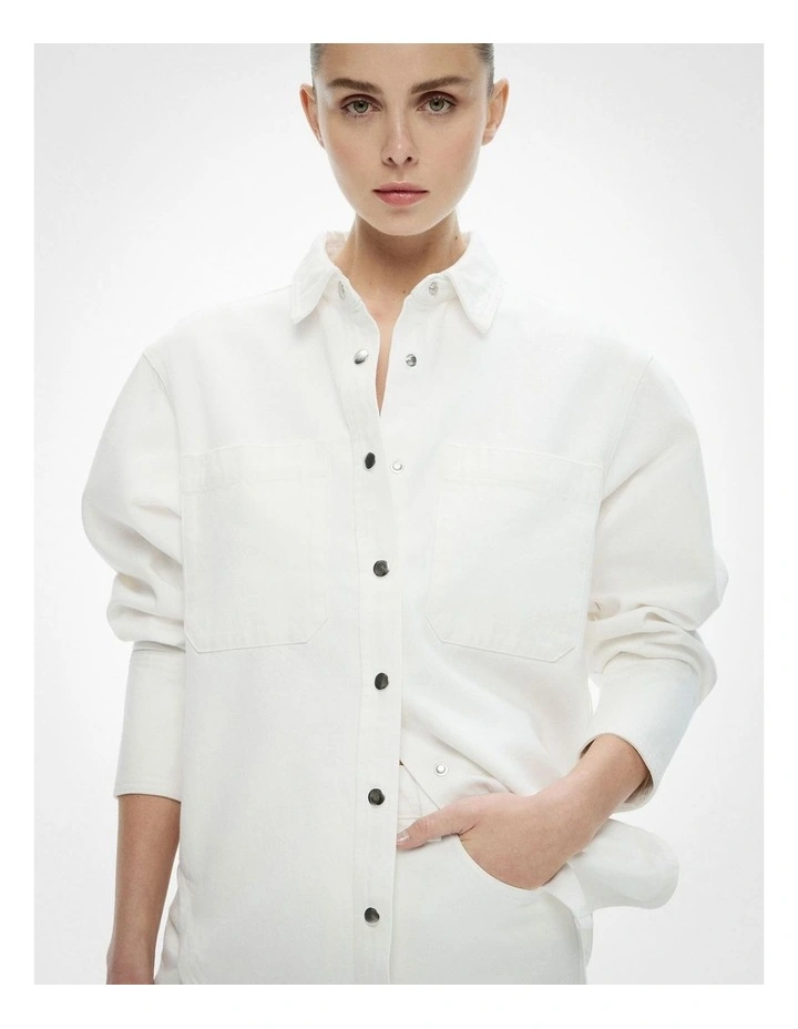 Denim Snap Shirt in Parchment image 6