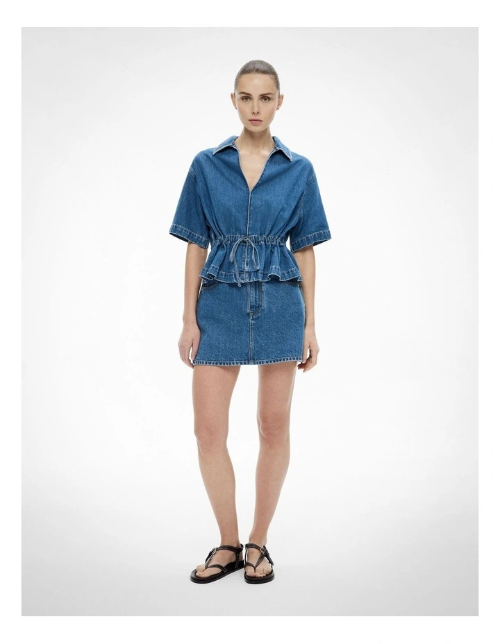 Bow Denim Shirt in Indigo image 2