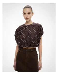 Bubble Hem Top in Espresso Spot