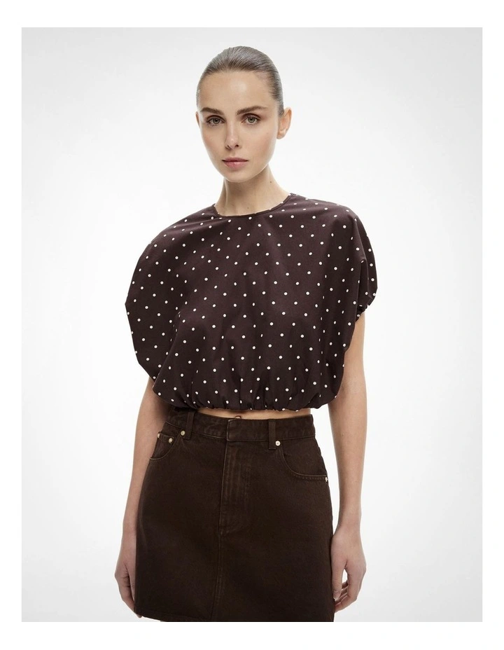 Bubble Hem Top in Espresso Spot image 1