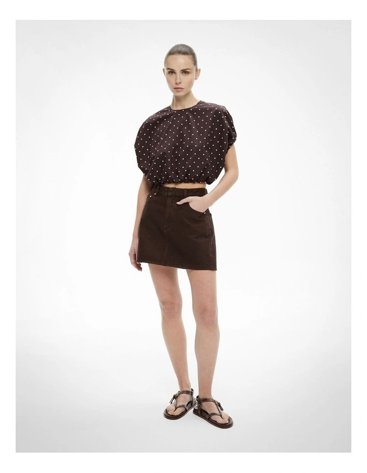 Bubble Hem Top in Espresso Spot image 2