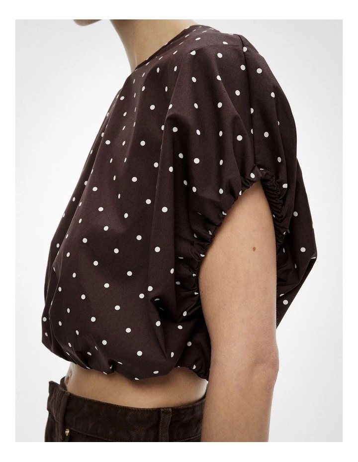 Bubble Hem Top in Espresso Spot image 3