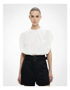 Bubble Hem Top in Fresh White