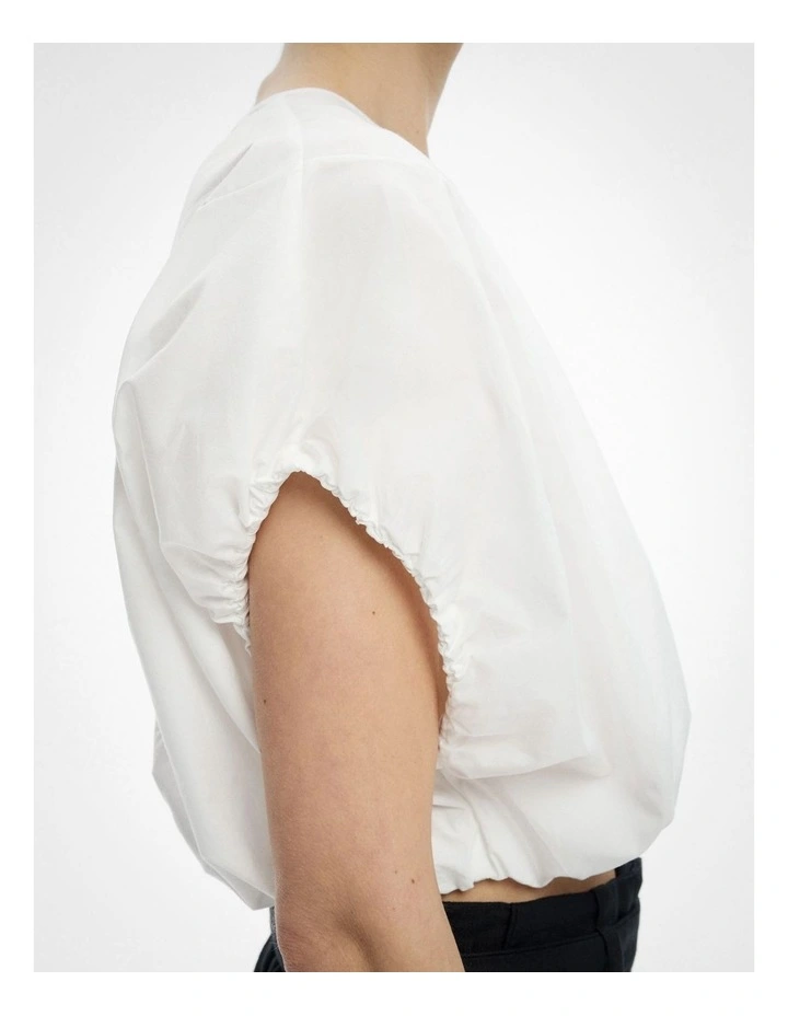 Bubble Hem Top in Fresh White image 3