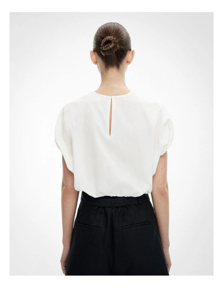 Bubble Hem Top in Fresh White image 4