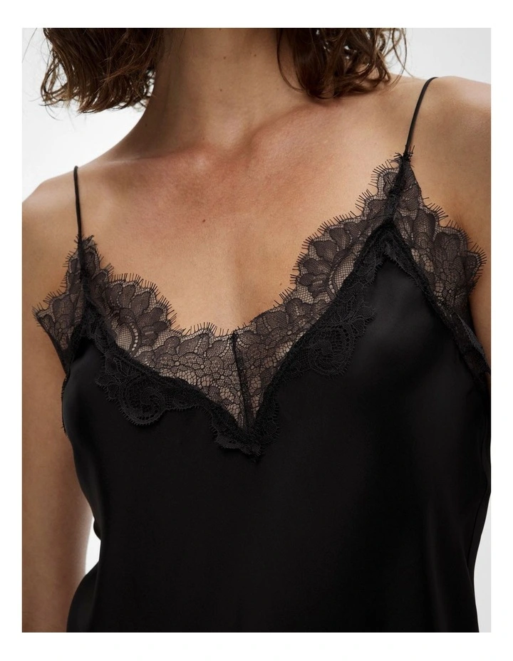 Asymmetrical Lace Camisole in Black image 4