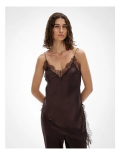 Asymmetrical Lace Camisole in Espresso