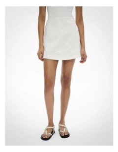 Embroidered Mini Skirt in Fresh White