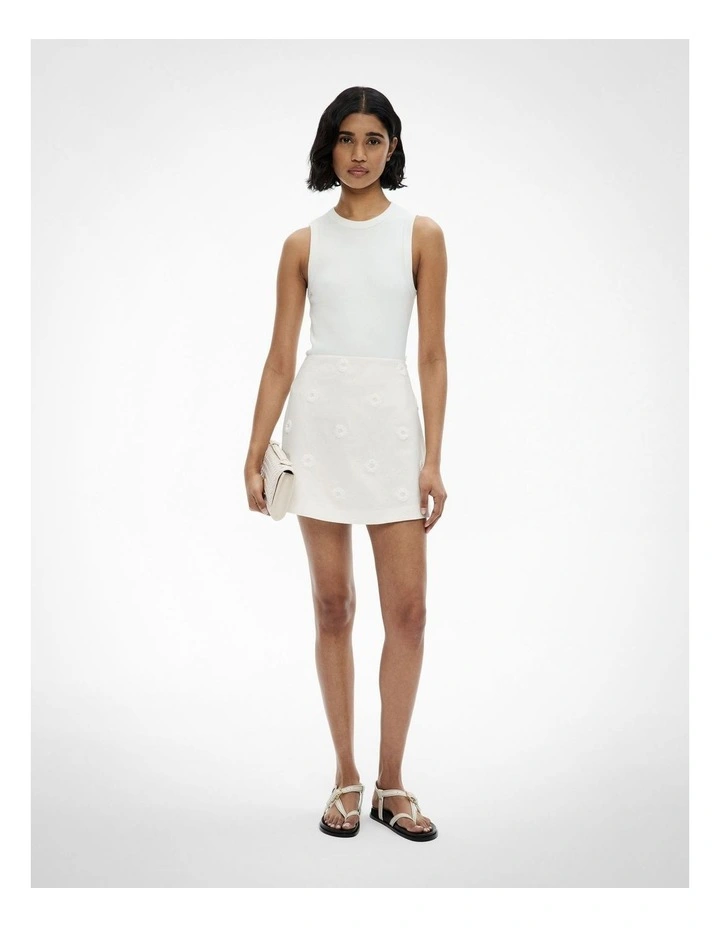 Embroidered Mini Skirt in Fresh White image 2