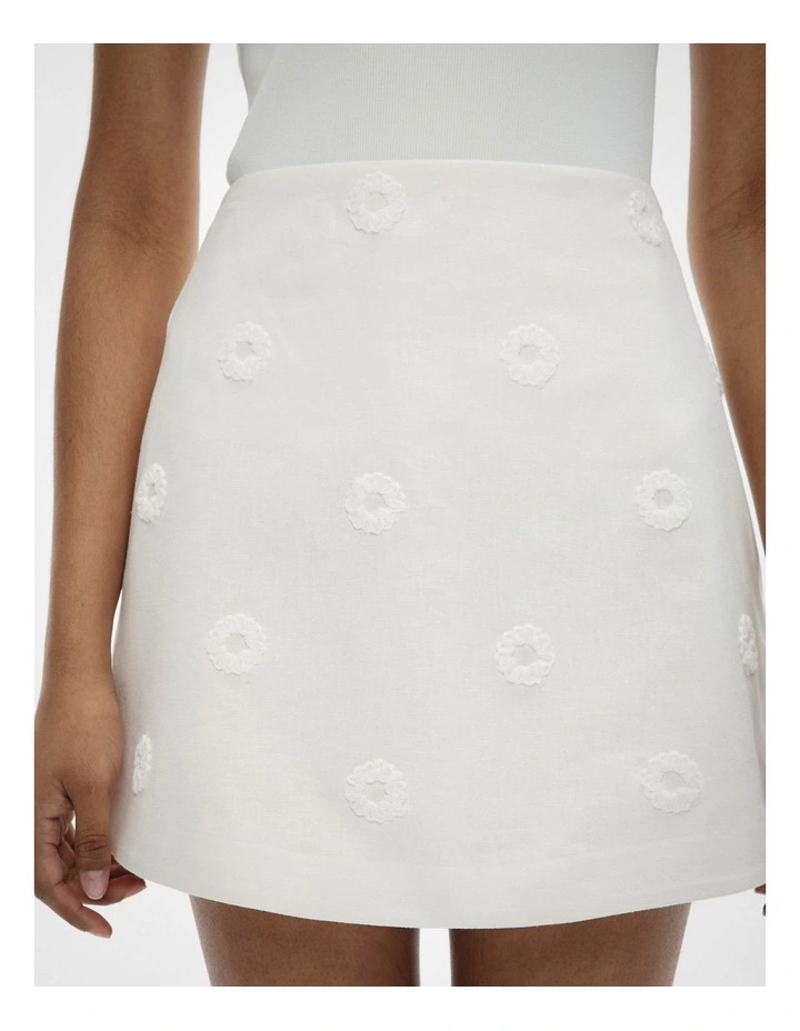 Embroidered Mini Skirt in Fresh White image 3