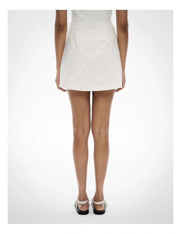 Embroidered Mini Skirt in Fresh White image 4