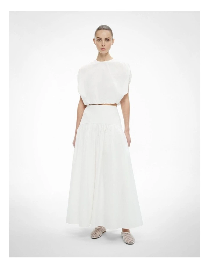 Basque Midi Skirt in Fresh White image 2