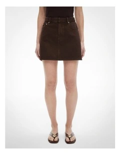 Denim Mini Skirt in Espresso