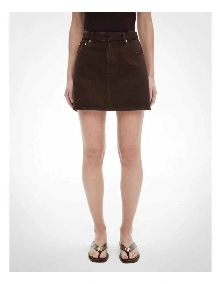 Denim Mini Skirt in Espresso image 1