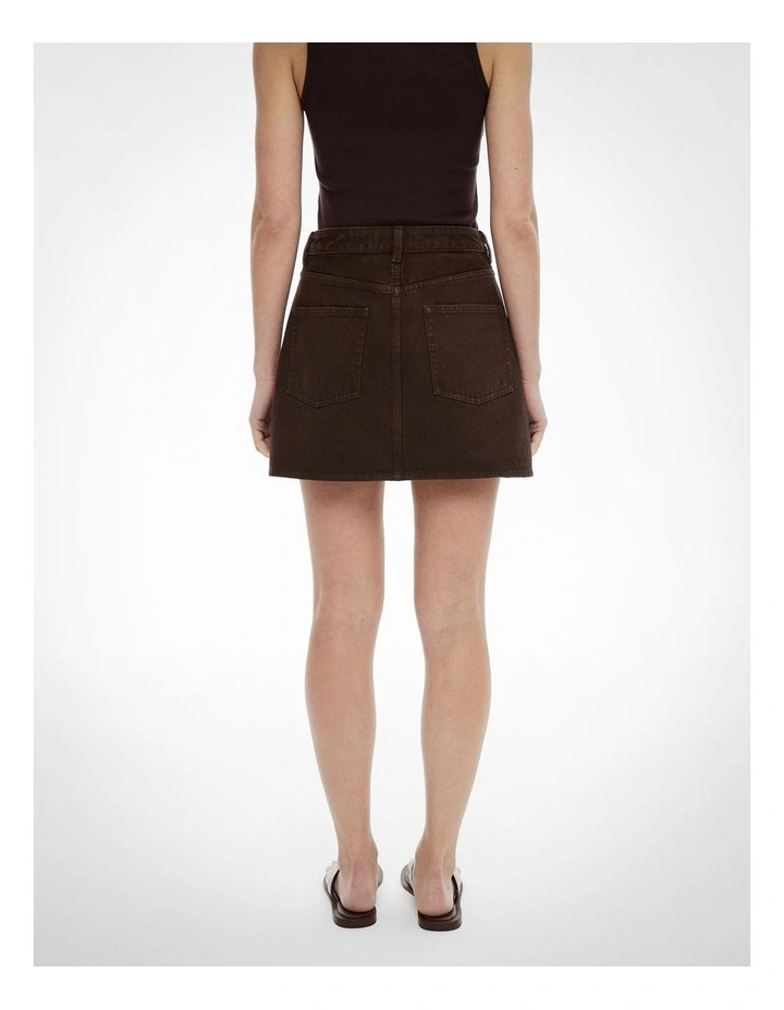 Denim Mini Skirt in Espresso image 4