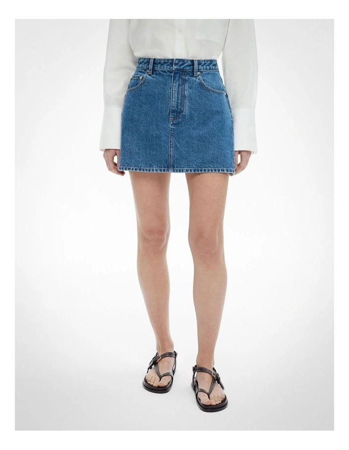 Denim Mini Skirt in Indigo image 2