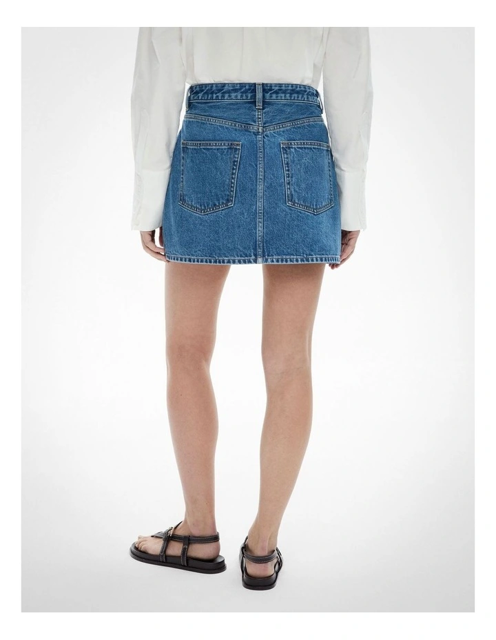 Denim Mini Skirt in Indigo image 4