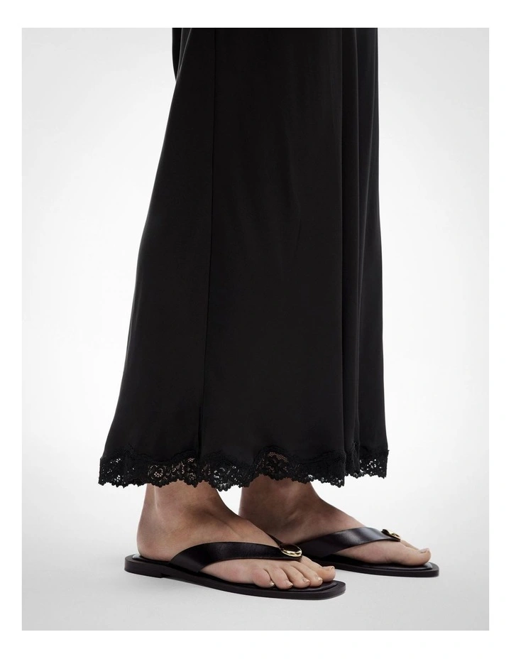 Lace Trim Maxi Skirt in Black image 3