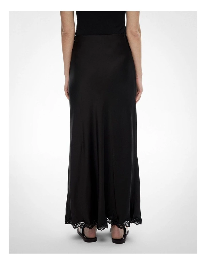 Lace Trim Maxi Skirt in Black image 4