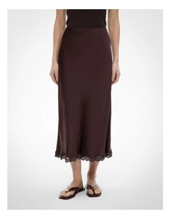 Lace Trim Maxi Skirt in Espresso