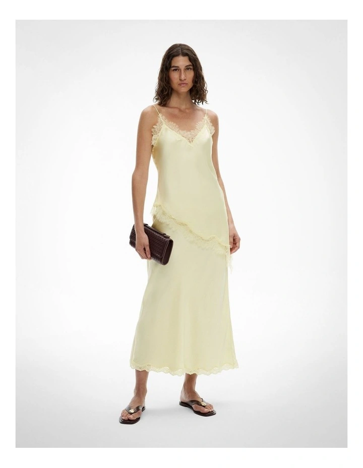 Lace Trim Maxi Skirt in Lemonade image 1