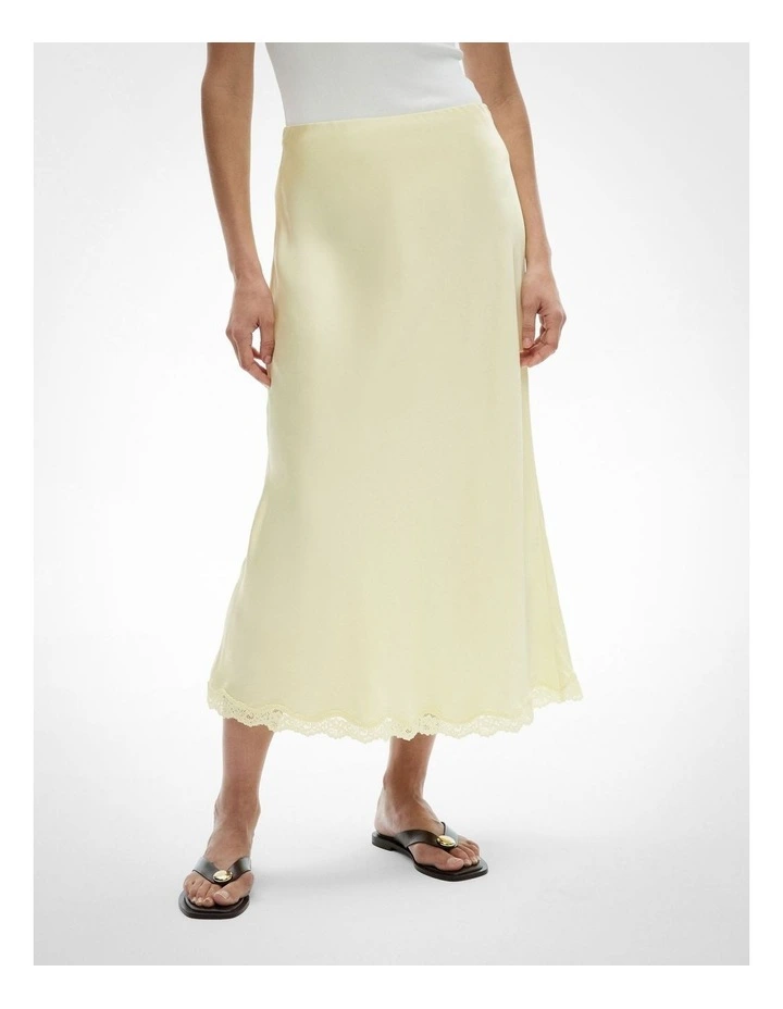 Lace Trim Maxi Skirt in Lemonade image 2