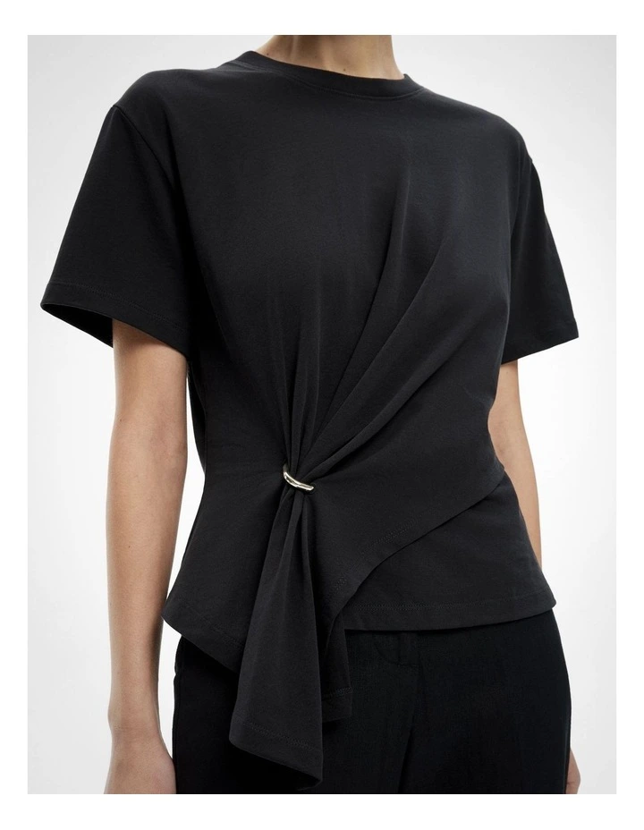 Trim Detail T-shirt in Black image 3