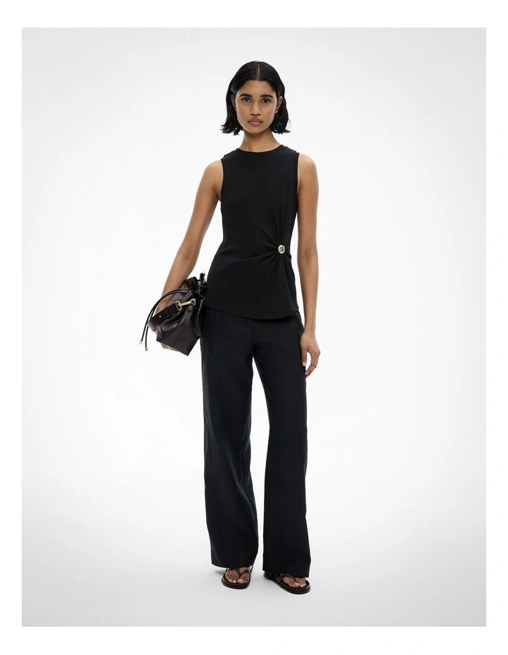 Trim Detail Tank Top in Black image 2