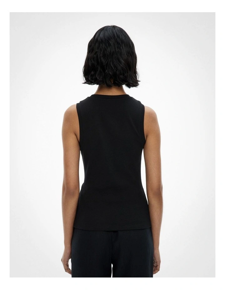 Trim Detail Tank Top in Black image 4