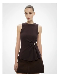 Trim Detail Tank Top in Espresso