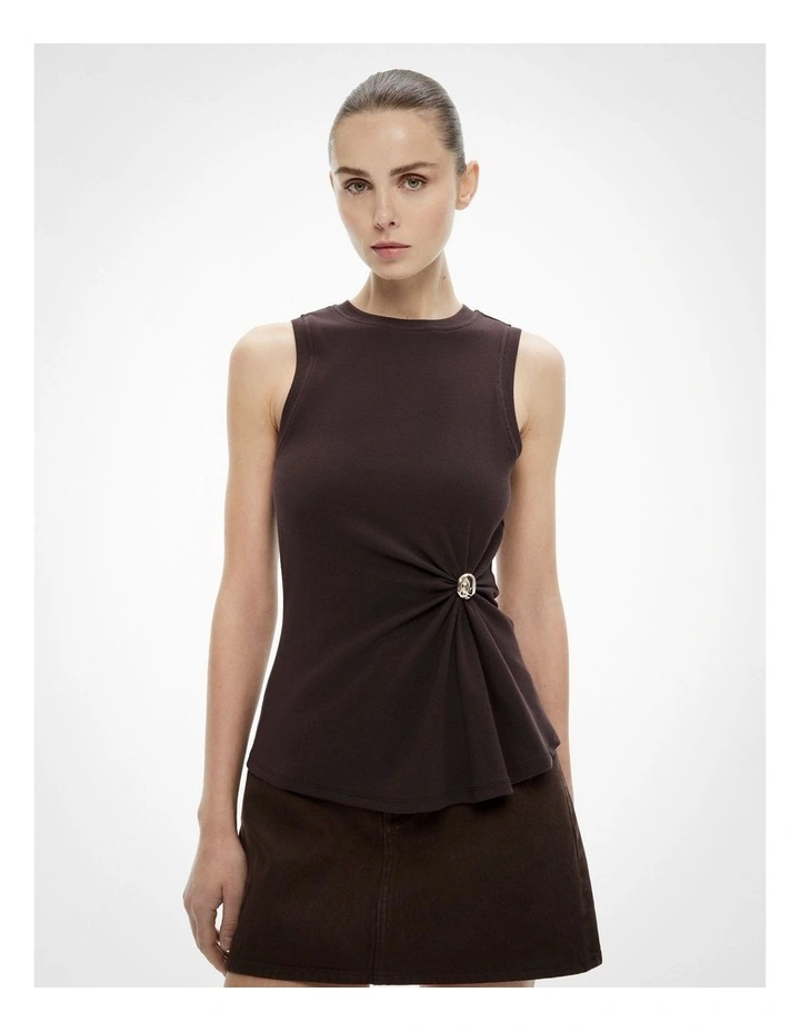 Trim Detail Tank Top in Espresso image 1