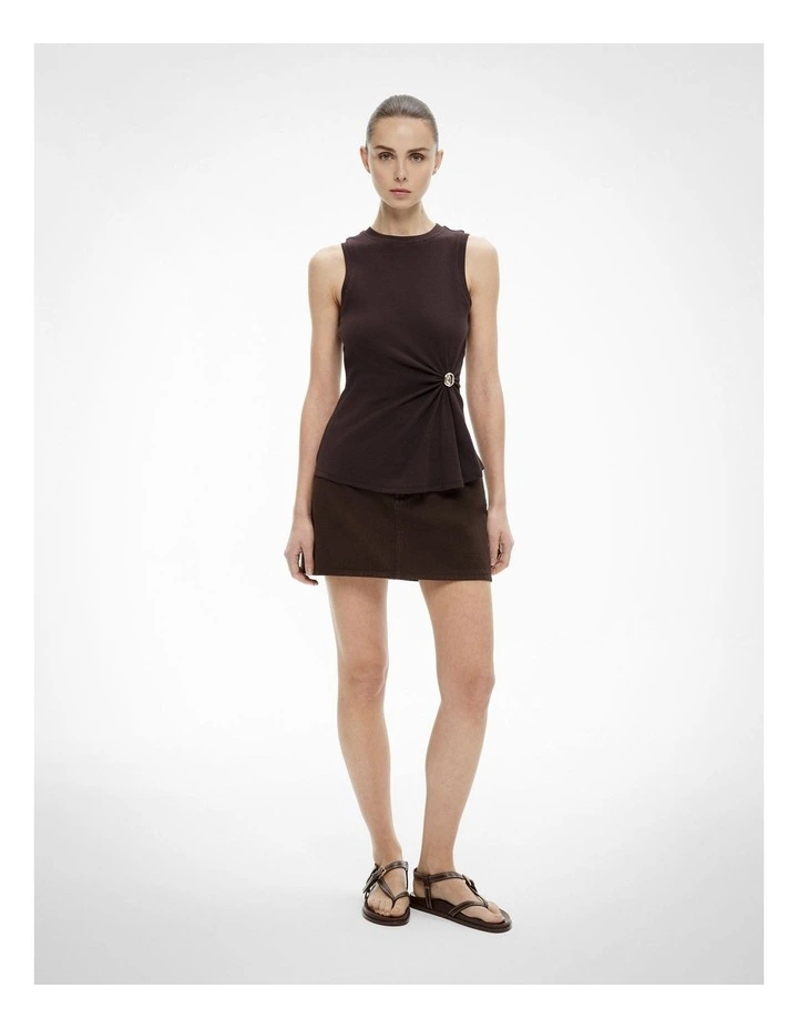 Trim Detail Tank Top in Espresso image 2