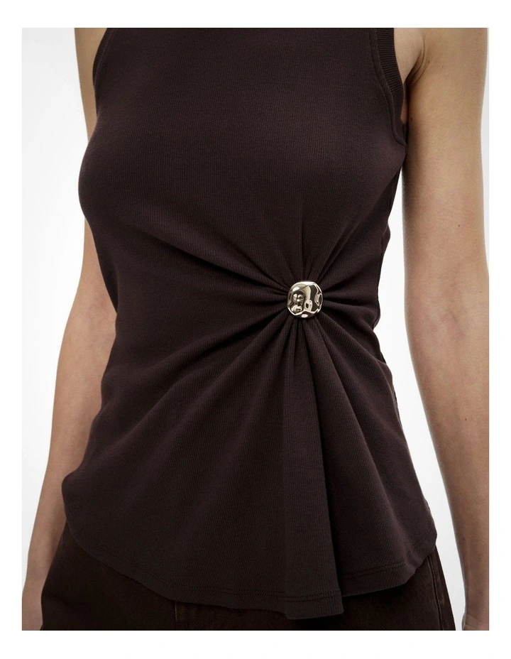 Trim Detail Tank Top in Espresso image 3