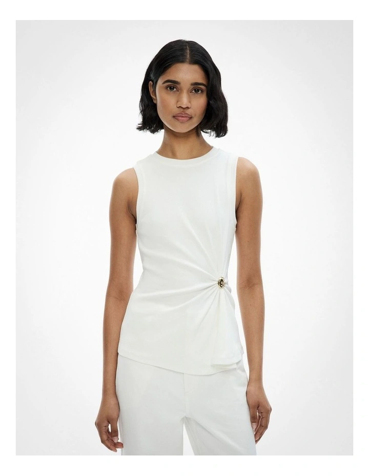 Trim Detail Tank Top in Fresh White image 1